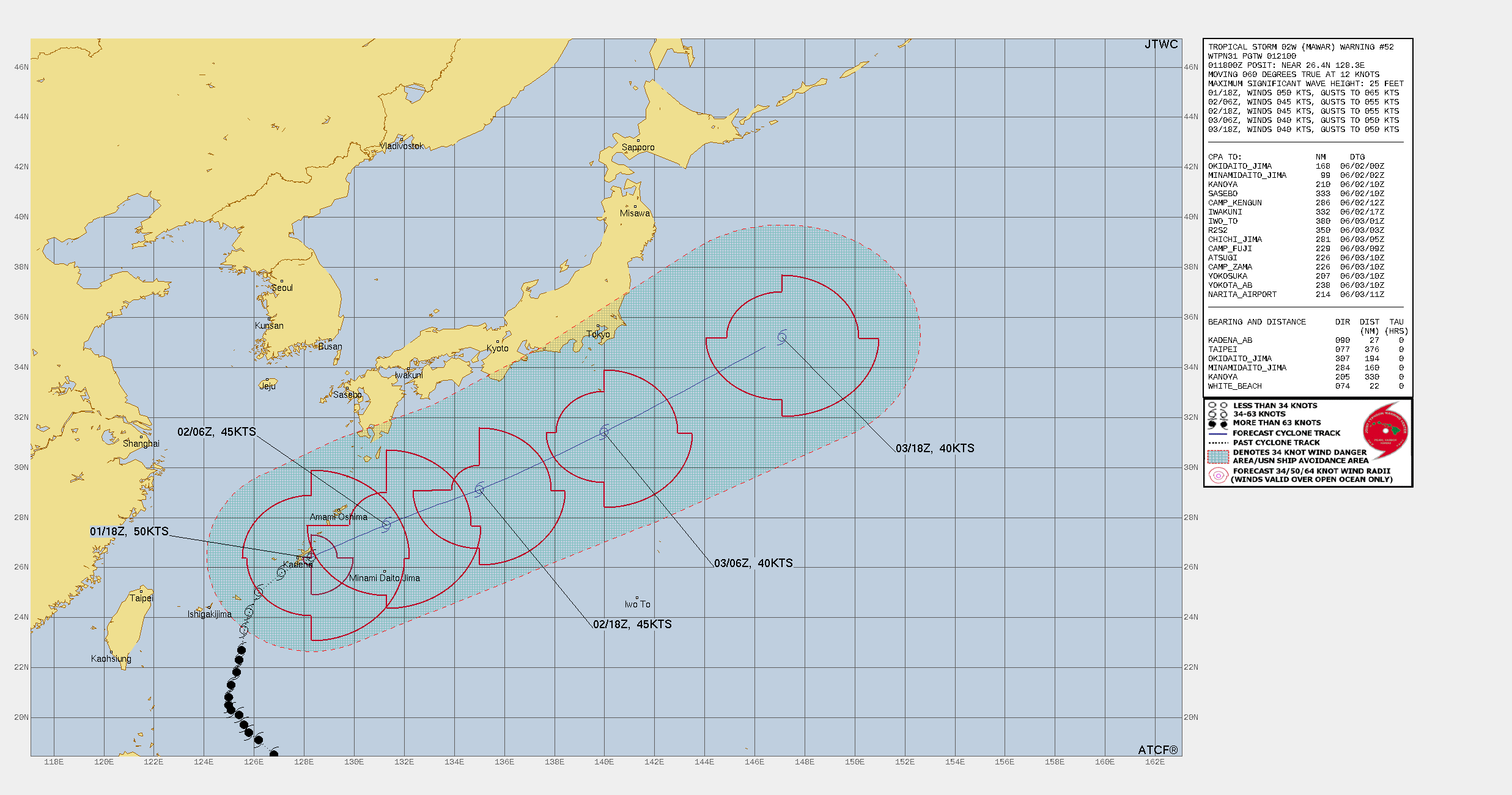 2023年 JTWC 台風2号 予想進路