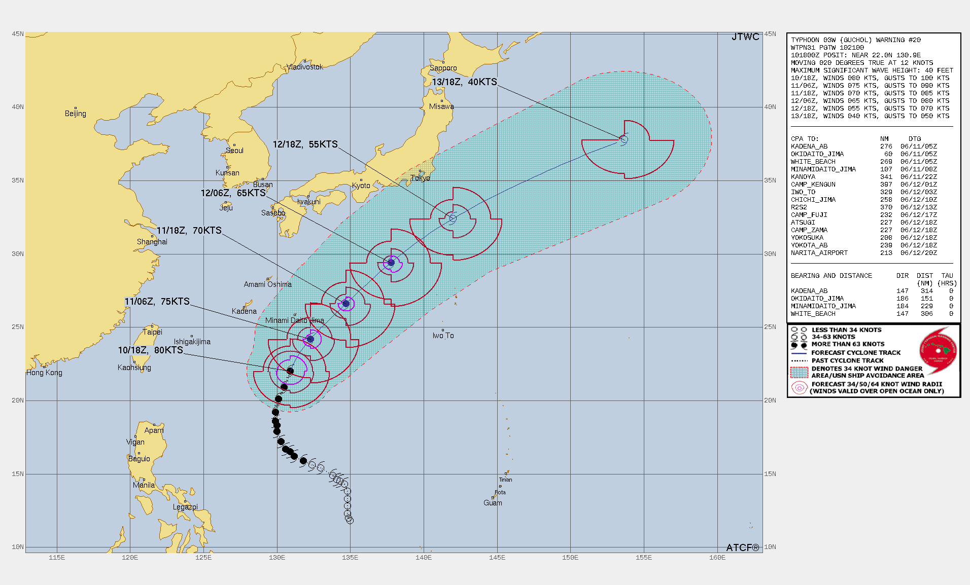 2023年 JTWC 台風3号 予想進路