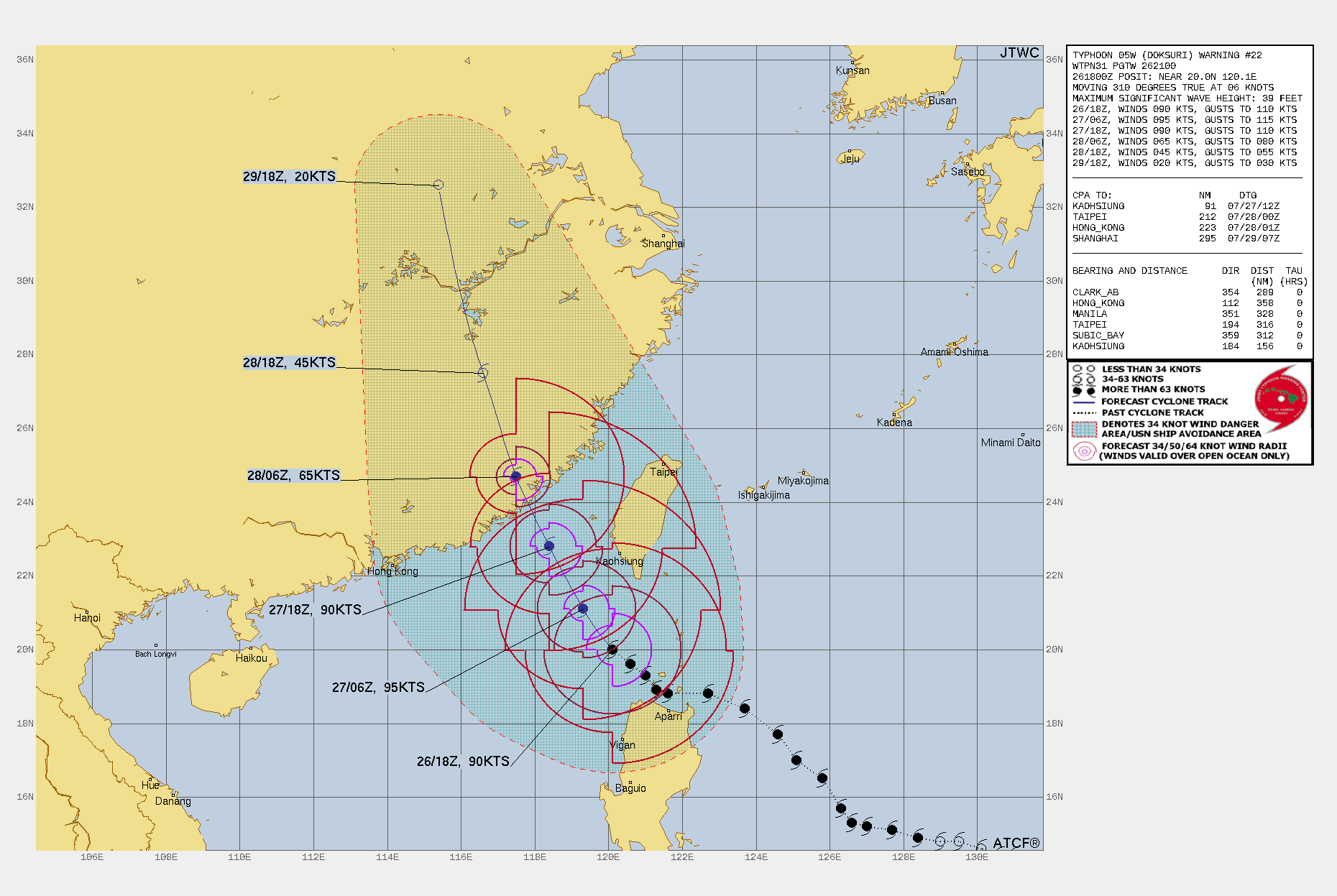 2023年 JTWC 台風5号 予想進路