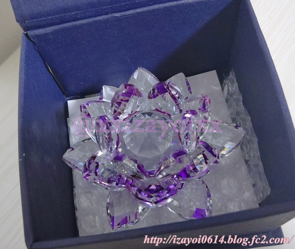 クリスタルガラス ロータスフラワー紫002