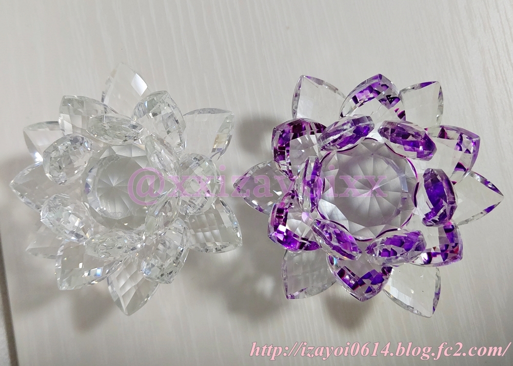 クリスタルガラス ロータスフラワー紫009