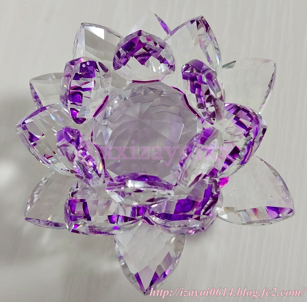 クリスタルガラス ロータスフラワー紫005