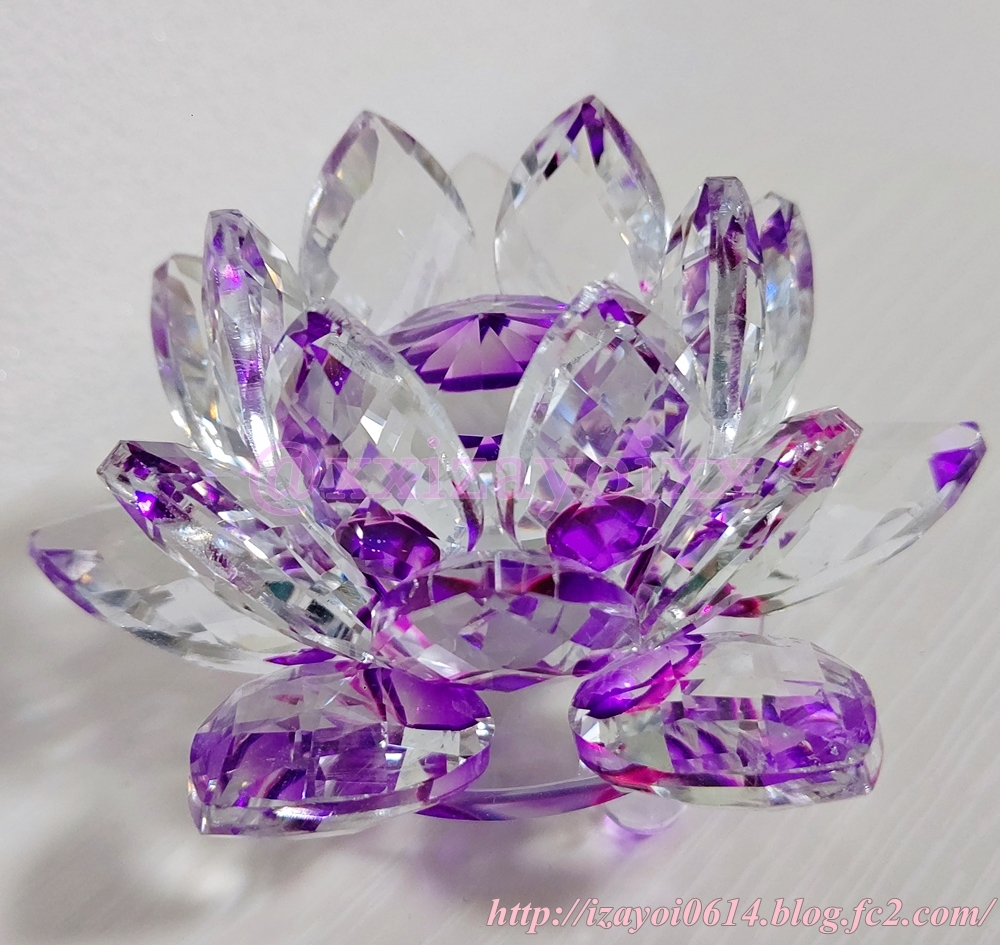 クリスタルガラス ロータスフラワー紫006