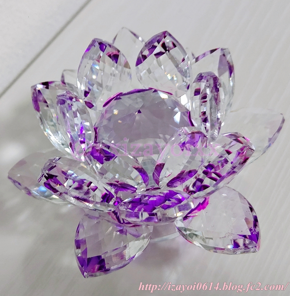 クリスタルガラス ロータスフラワー紫007