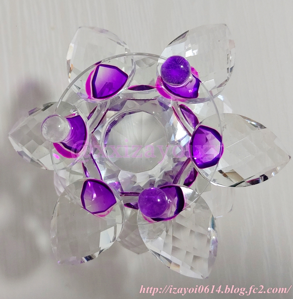 クリスタルガラス ロータスフラワー紫008